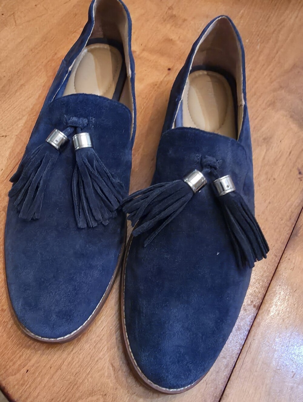Franco Sarto Navy Suede Tassel Loafers (9.5)